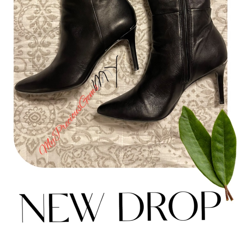 Calvin Klein Karon Napa Boot Pointed Toe Heeled Boots Size 7.5M